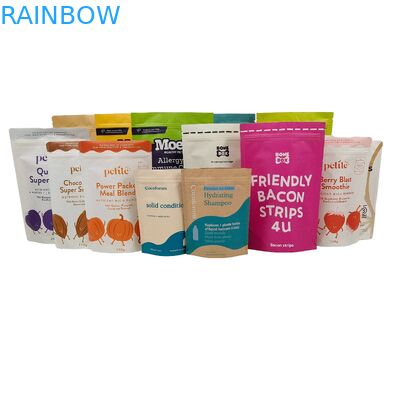 Nhãn hiệu tùy chỉnh in Biodegradable 100% Bao bì túi xách tái sử dụng Tháo nhựa đứng lên Doypack với Ziplock