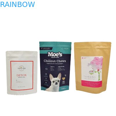 Thiết kế tùy chỉnh chất lượng cao in túi có thể phân hủy sinh học có thể đóng lại với Ziplock Doypack Kraft túi giấy vật nuôi Packagin
