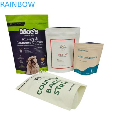 Sử dụng nhiều lần Biodegradable Custom in Logo Doypack Zip Lock Kraft giấy đứng lên túi cho thực phẩm bao bì nhựa
