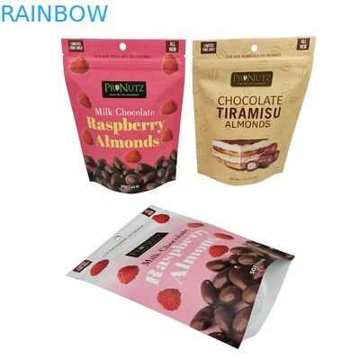 Custom Stand Up Zipper Cashew Nuts Chocolate Food Bag Aluminum Foil Zip Lock Packaging Bag