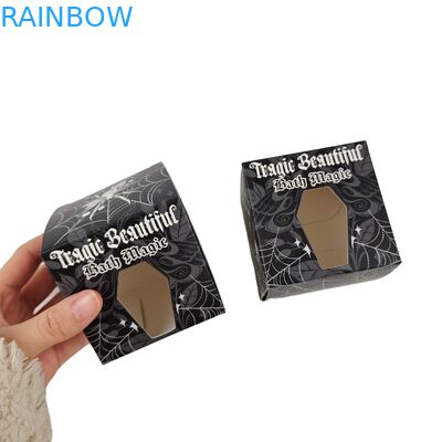 Chất lượng cao tùy chỉnh hình vuông hộp giấy đen với cửa sổ phía trước rỗng đặc biệt bao bì thực phẩm hộp quà giấy trắng