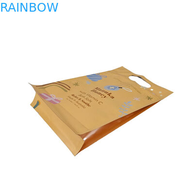 Thiết kế tùy chỉnh in hình vuông phẳng bên dưới mặt Gusset nhựa Mylar Foil Logo Bao bì túi dễ dàng rách túi niêm phong