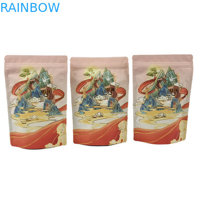 Thẻ mặc định Thẻ đứng với khóa khóa cho thực phẩm Lông nhôm Soft Touch Mylar Bag cho trái cây khô đồ ăn nhẹ kẹo