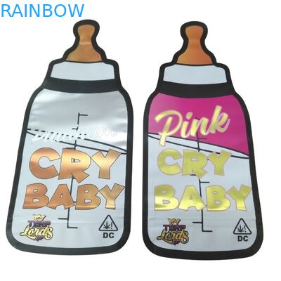 Thẻ in tùy chỉnh chống trẻ em Ziplock Holographic Die Cut Mylar Bag 3.5g Special Shape Gummy Candy Edible Packaging Bag