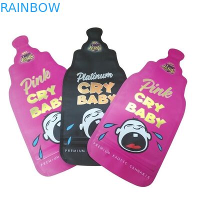 Thẻ in tùy chỉnh chống trẻ em Ziplock Holographic Die Cut Mylar Bag 3.5g Special Shape Gummy Candy Edible Packaging Bag