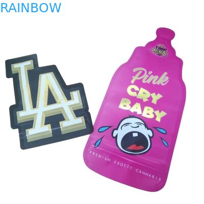 Thẻ in tùy chỉnh chống trẻ em Ziplock Holographic Die Cut Mylar Bag 3.5g Special Shape Gummy Candy Edible Packaging Bag