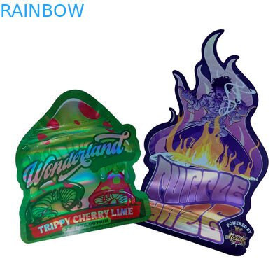 Thẻ in tùy chỉnh túi bấm mềm 3.5g Mylar Thẻ in kỹ thuật số Holographic Die Cut Mylar ZiplockBag