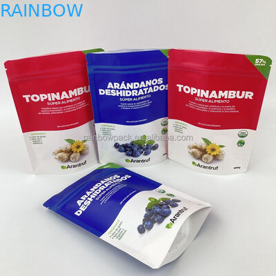 In kỹ thuật số tái sử dụng Biodegradable Eco Friendly Stand Up Bag White Kraft Paper Zip Lock Zipper Bag