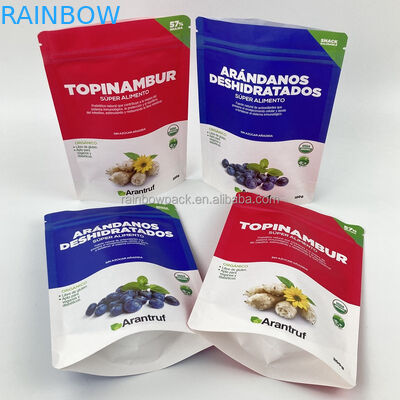 In kỹ thuật số tái sử dụng Biodegradable Eco Friendly Stand Up Bag White Kraft Paper Zip Lock Zipper Bag