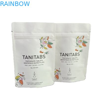 In kỹ thuật số tái sử dụng Biodegradable Eco Friendly Stand Up Bag White Kraft Paper Zip Lock Zipper Bag