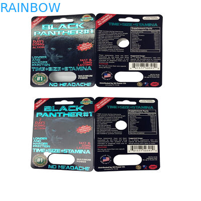 Thị trường Hoa Kỳ Thuốc tình dục giấy Blister Card Packaging For Rhino 69 / Tiger/ Black Mamba Pills