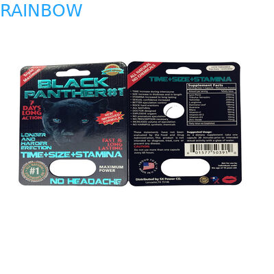 Thị trường Hoa Kỳ Thuốc tình dục giấy Blister Card Packaging For Rhino 69 / Tiger/ Black Mamba Pills