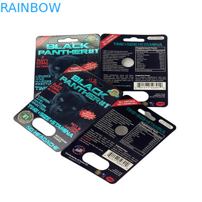 Thị trường Hoa Kỳ Thuốc tình dục giấy Blister Card Packaging For Rhino 69 / Tiger/ Black Mamba Pills