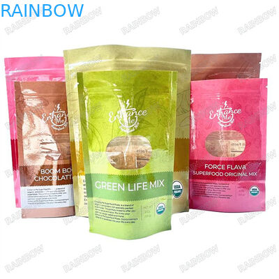 Chế độ in tùy chỉnh chống nước túi Mylar màu bóng Biodegradable túi thực phẩm Resealed Zipper đứng lên túi với nước mắt không