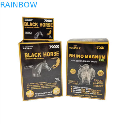 Bức in tùy chỉnh bao bì tăng cường nam Gongji Rhino thuốc uống hộp giấy với nhãn dán