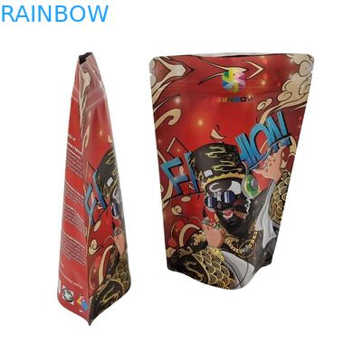 Bao bì nhựa chất lượng thực phẩm Gusseted với cửa sổ phía trước rõ ràng có thể khóa lại hình vuông Ziplock đáy phẳng Mylar pouch