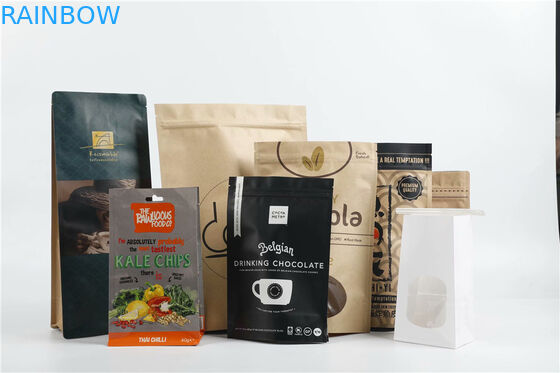 Bao bì giấy kraft in túi túi cà phê đáy phẳng với van khử khí