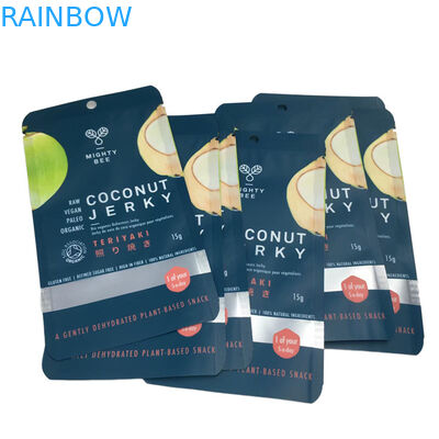 Thùng Mylar Flat Coconut Jerky Bao bì với cửa sổ rõ ràng