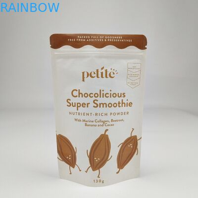 Free Sample Recyclable Doypack Zipper Kraft Paper Bags Custom Tea Bags Ziplock White Stand Up Poch (Bộ đựng đồ dùng có thể tái chế)