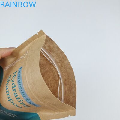 Đứng lên Zipper Kraft giấy nâu có thể đóng lại nhiệt có thể đóng kín lưu trữ thực phẩm Doypack đóng gói túi với cửa sổ rõ ràng
