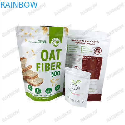 Túi phân hủy sinh học giấy Kraft tùy chỉnh đứng lên túi Ziplock có thể đóng lại túi bột protein