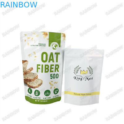 Túi phân hủy sinh học giấy Kraft tùy chỉnh đứng lên túi Ziplock có thể đóng lại túi bột protein