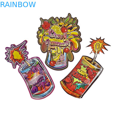 Custom 3.5g Holographic Die Cut Mylar Bags Bao bì hình dạng không đều Zipper Proof Smell Die Cut Plastic Packaging Bag