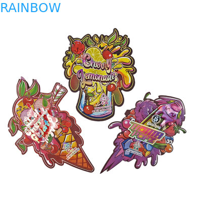 Bao bì túi in kỹ thuật số tùy chỉnh Holograph Foil Die Cut đặc biệt hình dạng Ziplock Plastic Mylar 3.5g Die Cut Bags