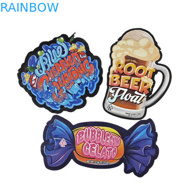 Custom in Soft Touch Holograph Die Cut không đều hình dạng đặc biệt nhựa khóa kín túi đóng gói thực phẩm Mylar