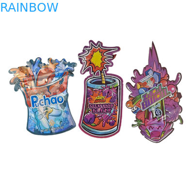 Custom in Soft Touch Holograph Die Cut không đều hình dạng đặc biệt nhựa khóa kín túi đóng gói thực phẩm Mylar