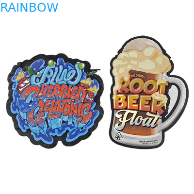 Chiết cắt tùy chỉnh hình dạng không đều đặc biệt nhựa bao bì chống trẻ em Mylar với khóa khóa 3.5g loại thực phẩm hình dạng tùy chỉnh Mylar