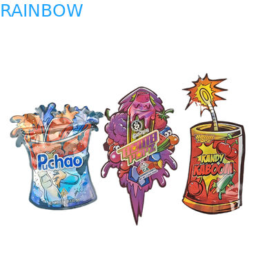 Chiết cắt tùy chỉnh hình dạng không đều đặc biệt nhựa bao bì chống trẻ em Mylar với khóa khóa 3.5g loại thực phẩm hình dạng tùy chỉnh Mylar