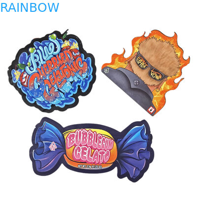 Túi chống mùi đặc biệt có hình dạng không đều với Ziplock Custom28g 14g 7g 3.5g Die Cut Snack Food Packaging Mylar Bag