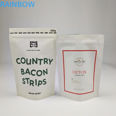 Thùng đóng gói thực phẩm in tùy chỉnh chống mùi Ziplock Kraft giấy đứng lên túi với khóa khóa và cửa sổ