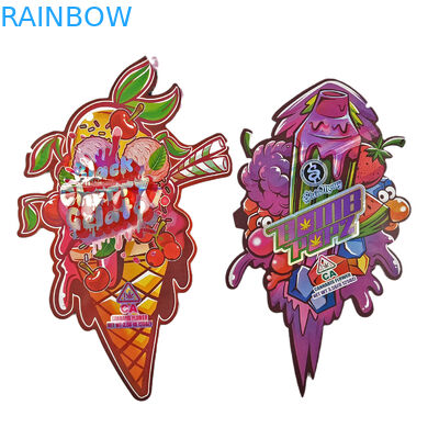 Hình Mylar túi với logo tùy chỉnh in không đều Holograph Ziplock mùi chống mùi 3.5g 7g 14g 28g túi đồ ăn nhẹ