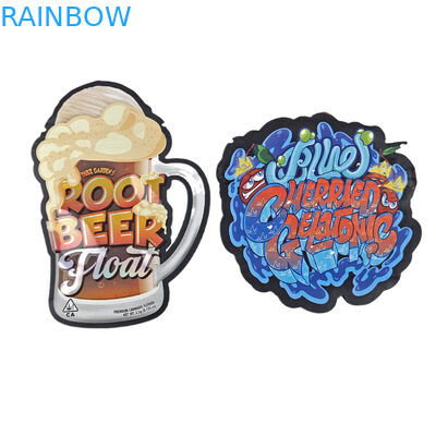 Bao bì hình dạng không đều Thiết kế tùy chỉnh với Ziplock Holograph Foil 3.5g Hume Proof Die Cut Mylar Bags
