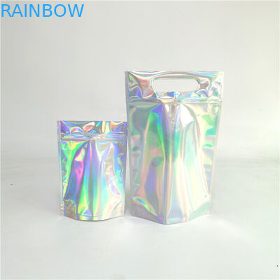 Logo tùy chỉnh Zip khóa túi phẳng phim holographic Mini Mylar Three Side Seal