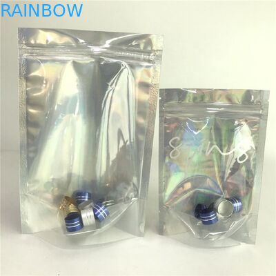 Logo tùy chỉnh Zip khóa túi phẳng phim holographic Mini Mylar Three Side Seal