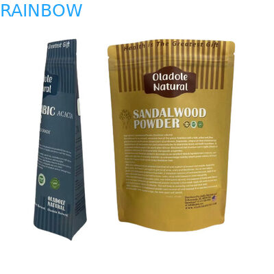 Kraft giấy nâu túi đồ ăn nhẹ đóng gói đứng lên túi đáy phẳng với khóa khóa