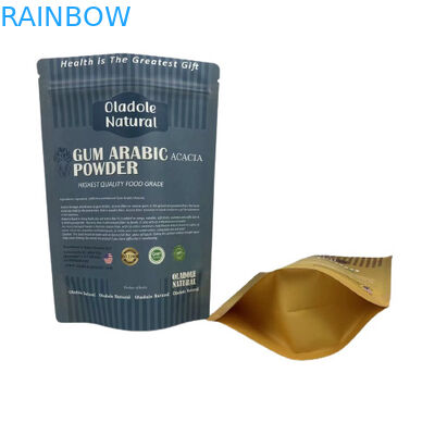 Kraft giấy nâu túi đồ ăn nhẹ đóng gói đứng lên túi đáy phẳng với khóa khóa