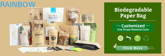 Túi giấy kraft phân hủy sinh học thân thiện với môi trường túi khóa zip túi đóng gói thực phẩm túi giấy với cửa sổ