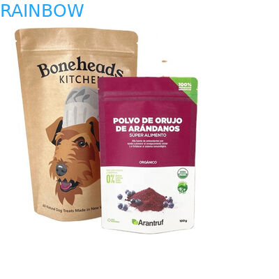 OEM Logo tùy chỉnh túi giấy kraft phân hủy sinh học cho bánh quy bánh hạt thực phẩm ăn bột thực phẩm thú cưng túi chống mùi với cửa sổ