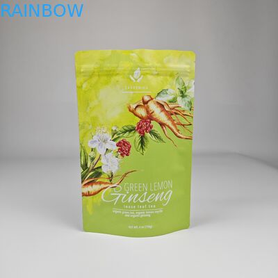 Thẻ in tùy chỉnh túi nhựa đứng lên có thể đóng lại chống ẩm 250g túi đóng chai