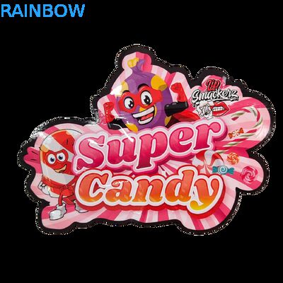 Die Cut 3.5g túi nhựa Glossy Zipper Mylar Cho Gummy Herb kẹo đóng gói mùi Proof bề mặt bóng