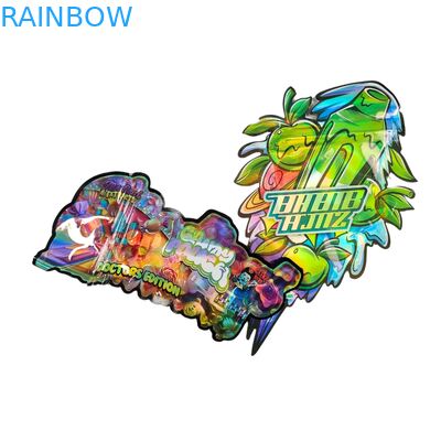 Túi Mylar hộp trưng bày 3.5g hình dạng tùy chỉnh Chống trẻ em Cảm ứng mềm Túi cắt khuôn cho 1g 3.5g 7g 14g 28g Nhựa ăn được