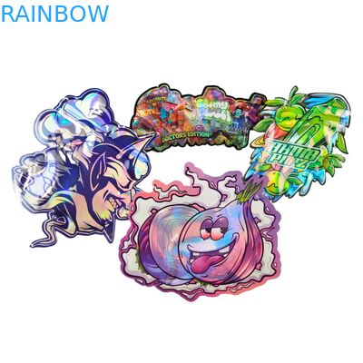 Túi Mylar hộp trưng bày 3.5g hình dạng tùy chỉnh Chống trẻ em Cảm ứng mềm Túi cắt khuôn cho 1g 3.5g 7g 14g 28g Nhựa ăn được