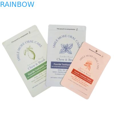 Túi giấy Kraft phân hủy sinh học Màu trắng Túi đứng Túi có khóa kéo Đóng gói bằng nhựa Dùng cho thức ăn vật nuôi Có thể phân hủy