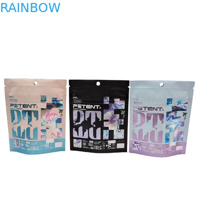 In kỹ thuật số Holographic 3.5g Cali Packs 4x5 Sachet Aluminium Foil không đều Nấm kẹo cao su Bao bì cắt đứt túi Mylar