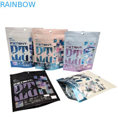 In kỹ thuật số Holographic 3.5g Cali Packs 4x5 Sachet Aluminium Foil không đều Nấm kẹo cao su Bao bì cắt đứt túi Mylar