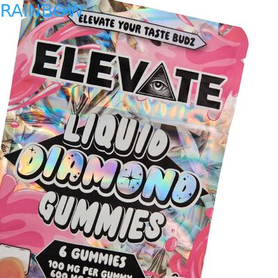 Die Cut Cali 3.5g 7g 14g 28g Mylar Bags cho kẹo cao su nhai kẹo cao su Holographic Smell Proof Ziplock Bag